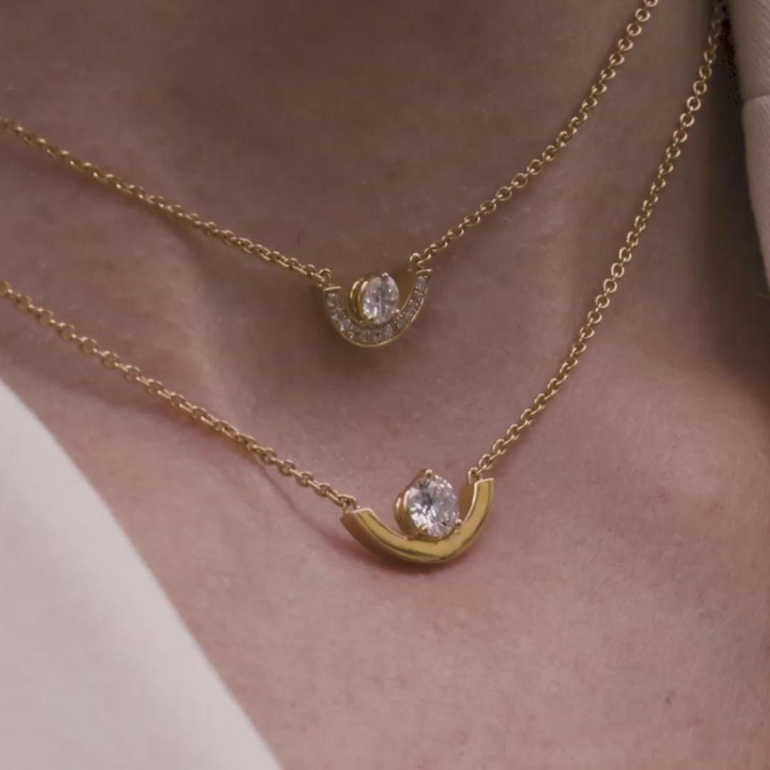 Pendentif Intrépide grand arc 0.25ct - Or blanc 18k - diamant éthique - Loyale Paris