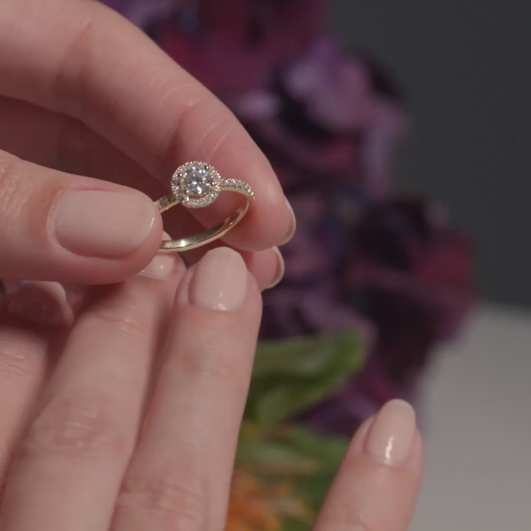 Solitaire Absolu.e Couronne 1.5ct pavé - Or rose 18k - diamant éthique - Loyale Paris