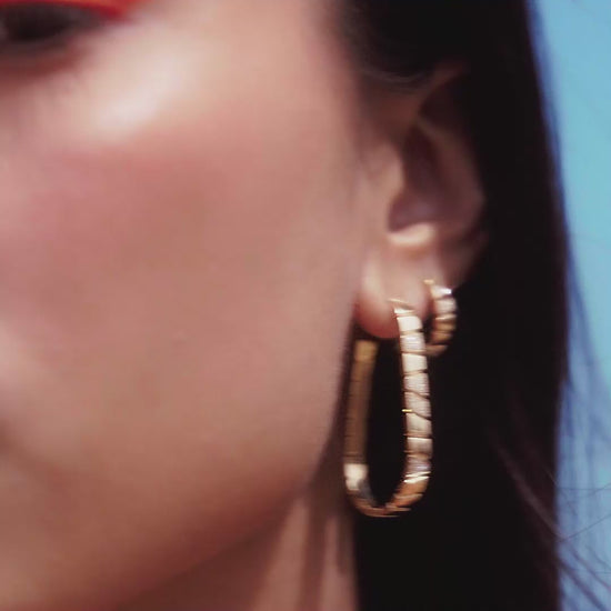 Boucles d'oreilles Ride & Love semi-pavées Large - Or blanc 18k - diamant éthique - Loyale Paris