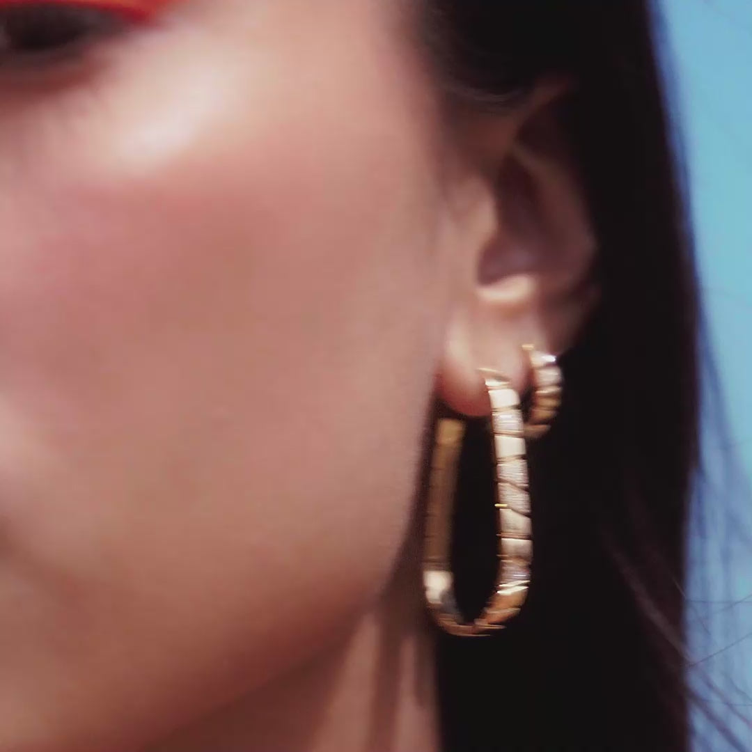 Boucles d'oreilles Ride & Love semi-pavées Large - Or blanc 18k - diamant éthique - Loyale Paris