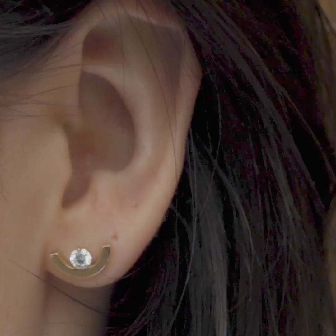 Boucle d'oreille Intrépide petit arc 0.25ct - Or blanc 18k - diamant éthique - Loyale Paris