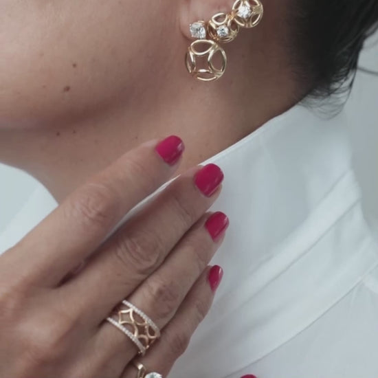 Boucles d'oreilles pendantes Perpétuel.le 0.5ct x2 Coussin - Or jaune 18k - diamant éthique - Loyale Paris