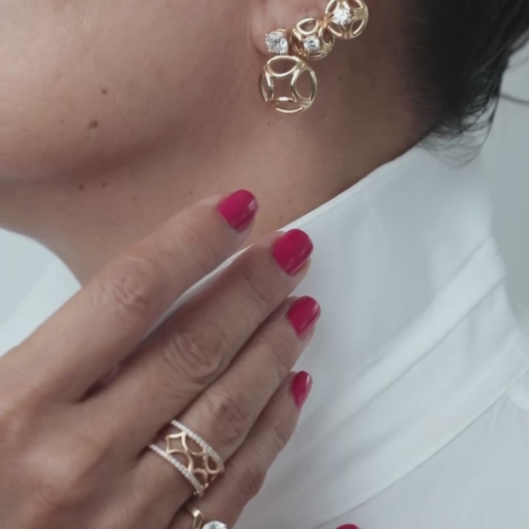 Boucles d'oreilles pendantes Perpétuel.le 0.5ct x2 Coussin - Or jaune 18k - diamant éthique - Loyale Paris