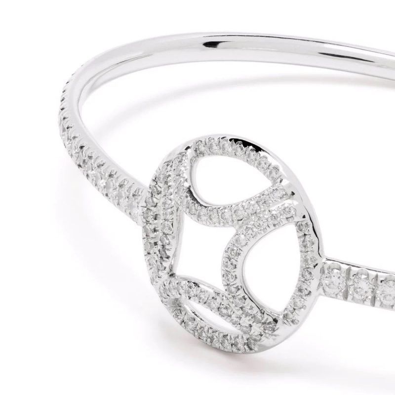 Bangle bracelet Perpétuelle pavé - 18k white gold lab grown diamond Loyale Paris