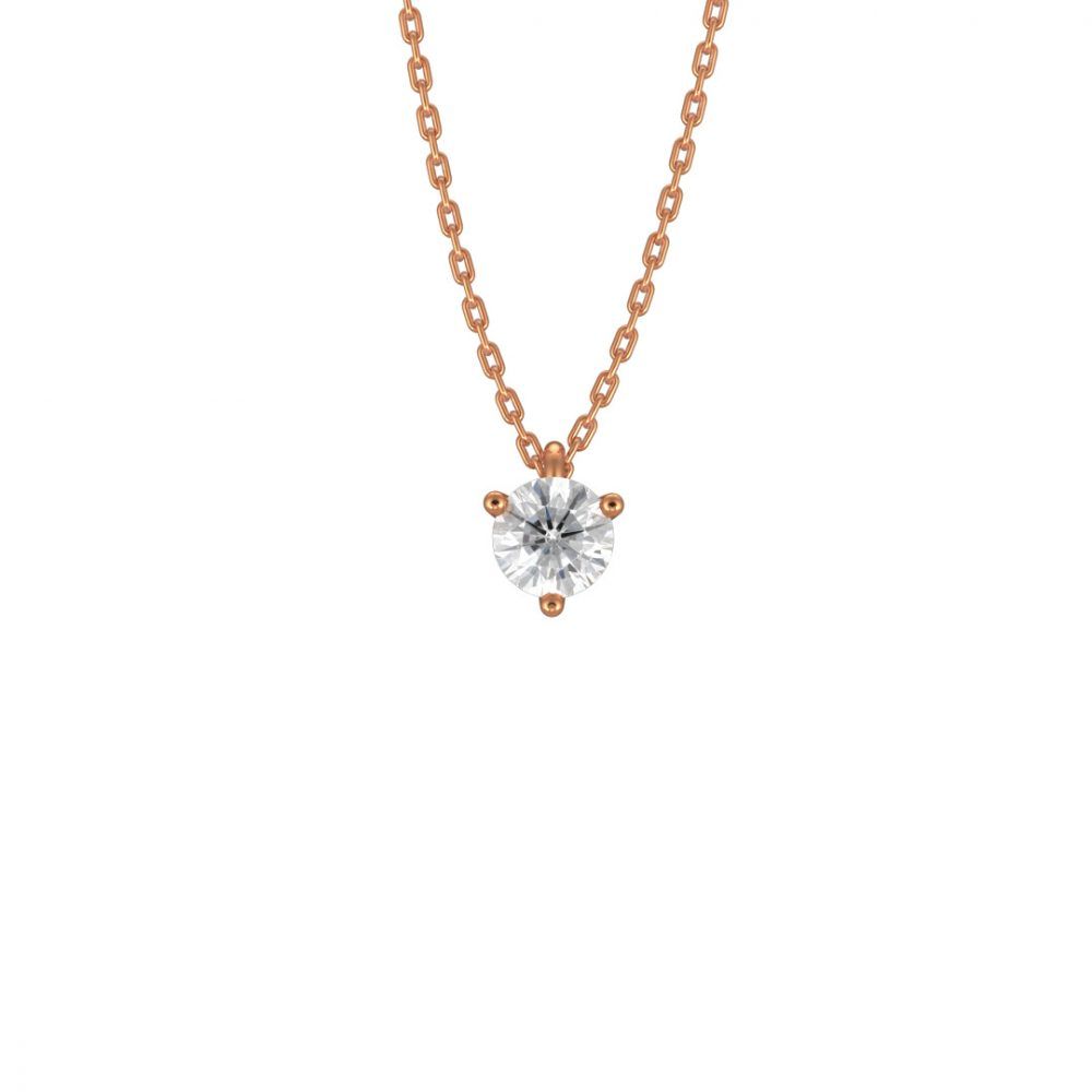Necklace Pure 05ct - 18k rose gold lab grown diamond Loyale Paris