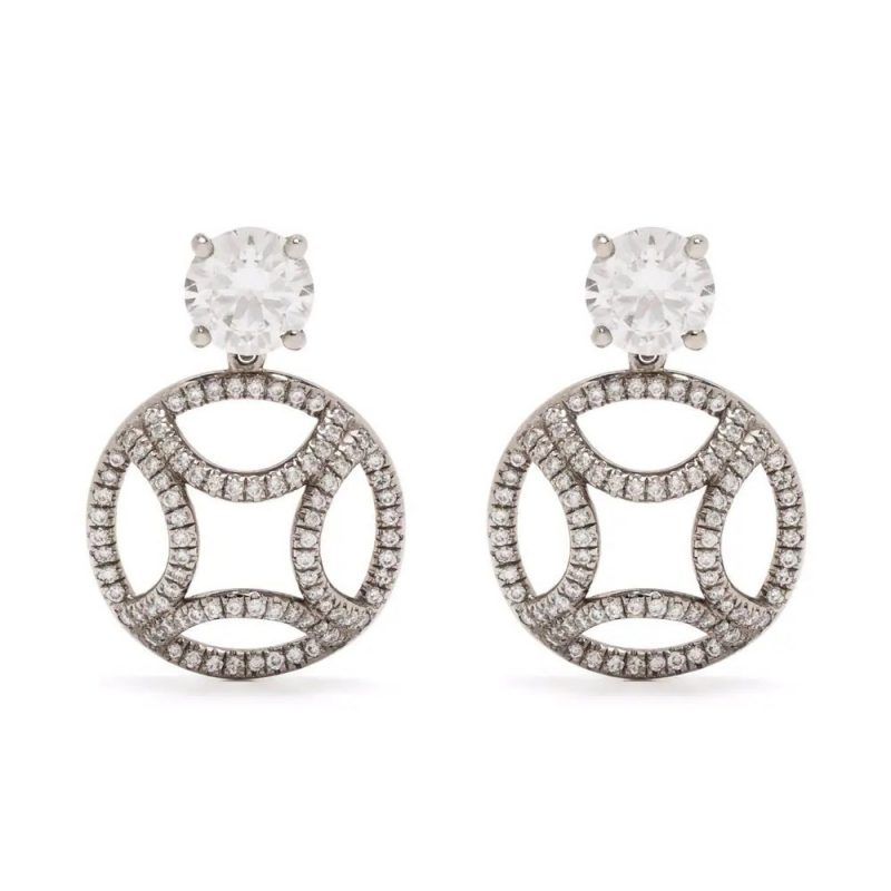 Pendant Earrings Perpétuelle 1ct x2 pavées - 18k white gold lab grown diamond Loyale Paris