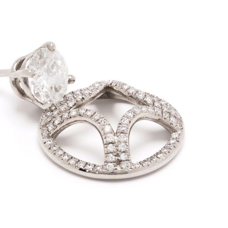 Pendant Earrings Perpétuelle 1ct x2 pavées - 18k white gold lab grown diamond Loyale Paris