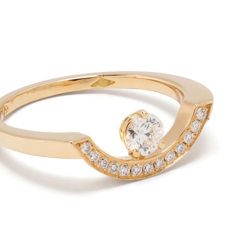 Ring Intrépide grand arc 025ct pavée - 18k yellow gold lab grown diamond Loyale Paris 5