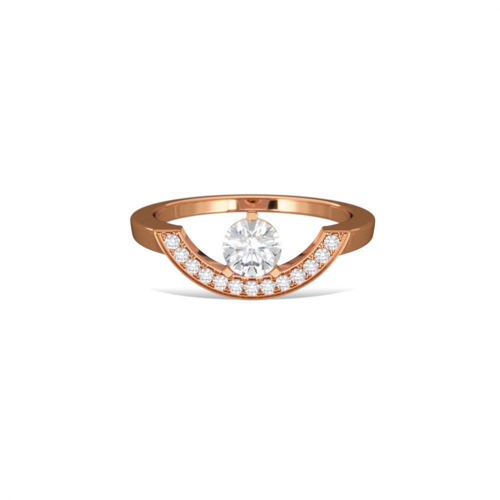 Ring Intrépide grand arc 05ct pavée - 18k rose gold lab grown diamond Loyale Paris