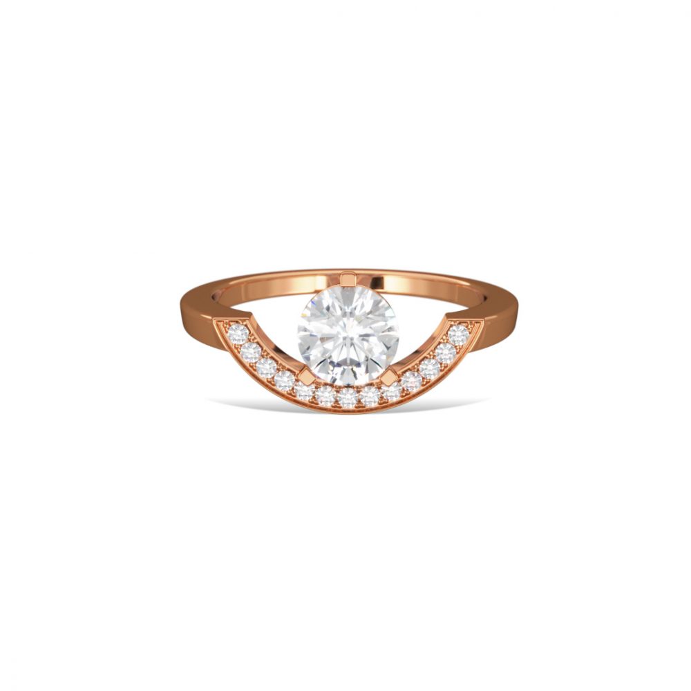 Ring Intrépide grand arc 1ct pavée - 18k rose gold lab grown diamond Loyale Paris 1