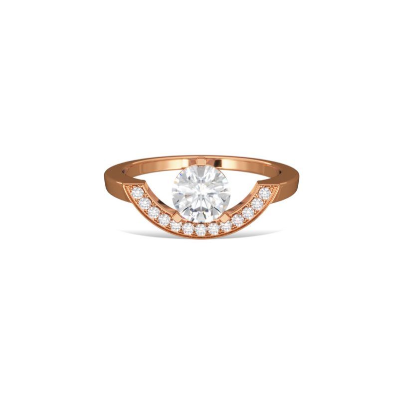 Ring Intrépide grand arc 1ct pavée - 18k rose gold lab grown diamond Loyale Paris