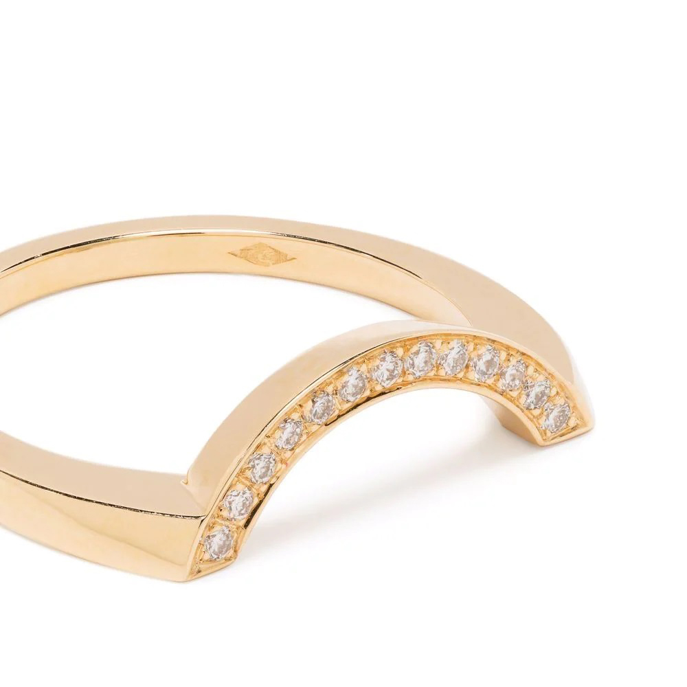 Ring Intrépide grand arc pavée - 18k yellow gold lab grown diamond Loyale Paris 4