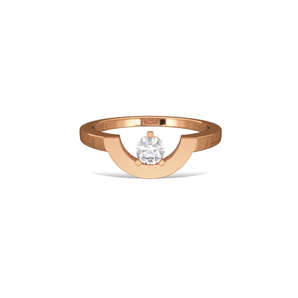 Ring Intrépide petit arc 025ct - 18k rose gold lab grown diamond Loyale Paris 1
