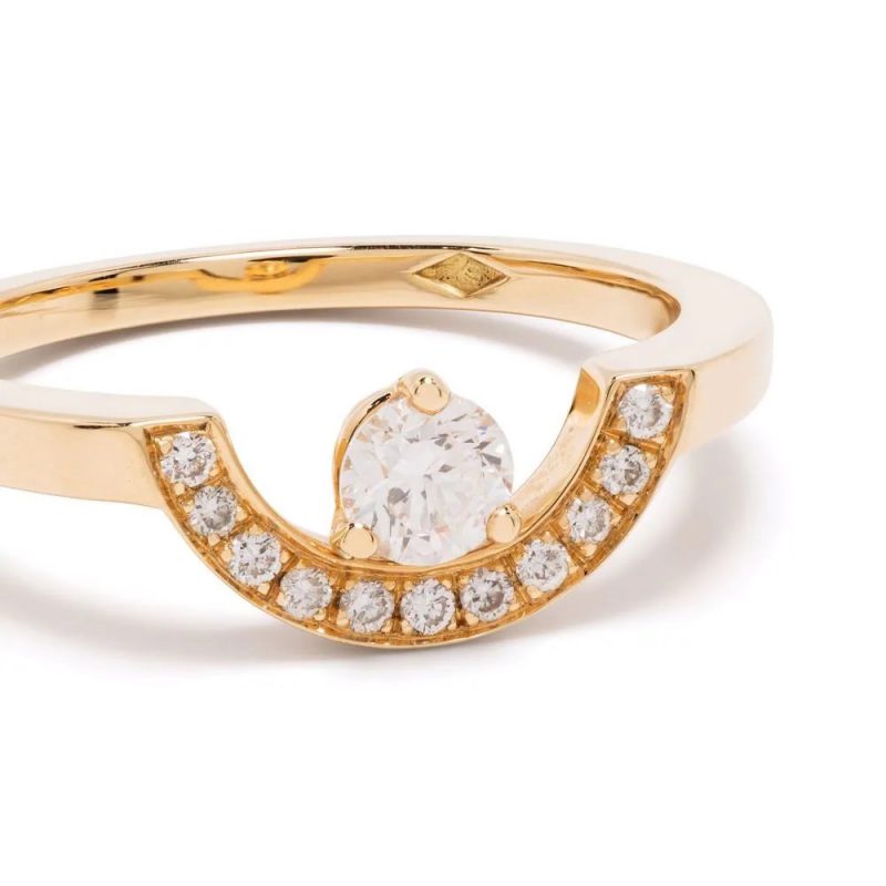 Ring Intrépide petit arc 025ct pavée - 18k yellow gold lab grown diamond Loyale Paris 1