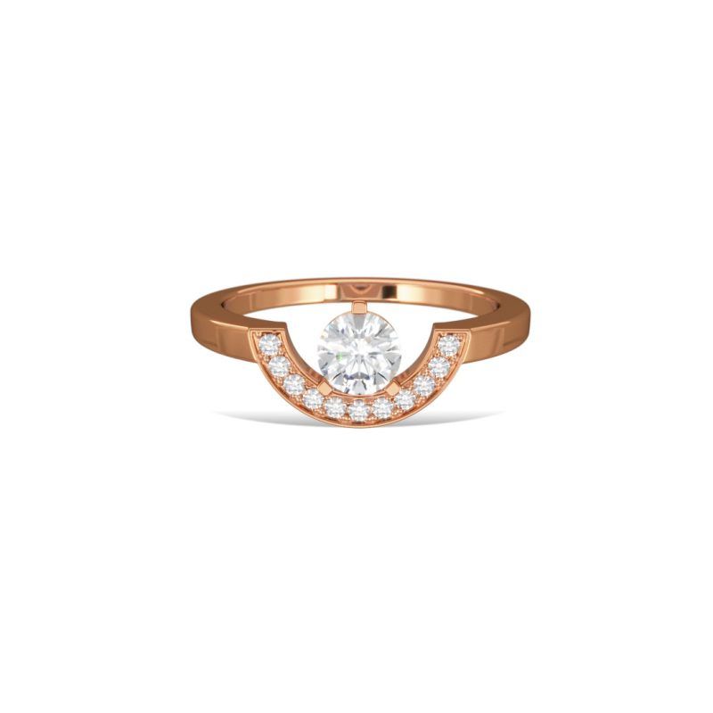Ring Intrépide petit arc 05ct pavée- 18k rose gold lab grown diamond Loyale Paris