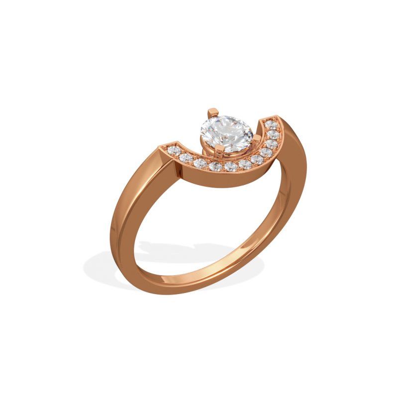 Ring Intrépide petit arc 05ct pavée- 18k rose gold lab grown diamond Loyale Paris