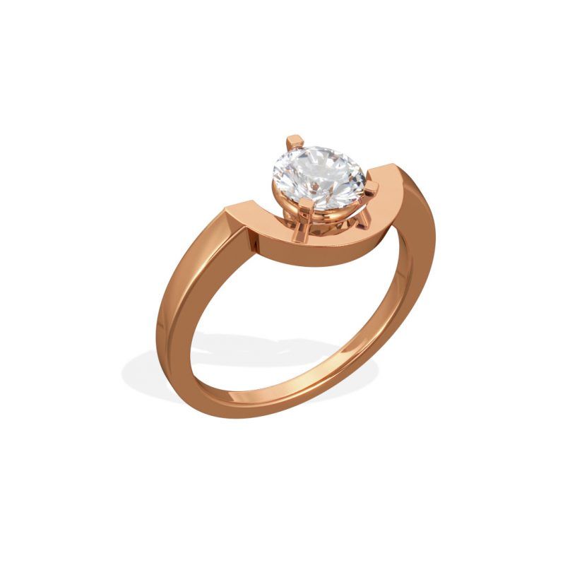 Ring Intrépide petit arc 1ct - 18k rose gold lab grown diamond Loyale Paris