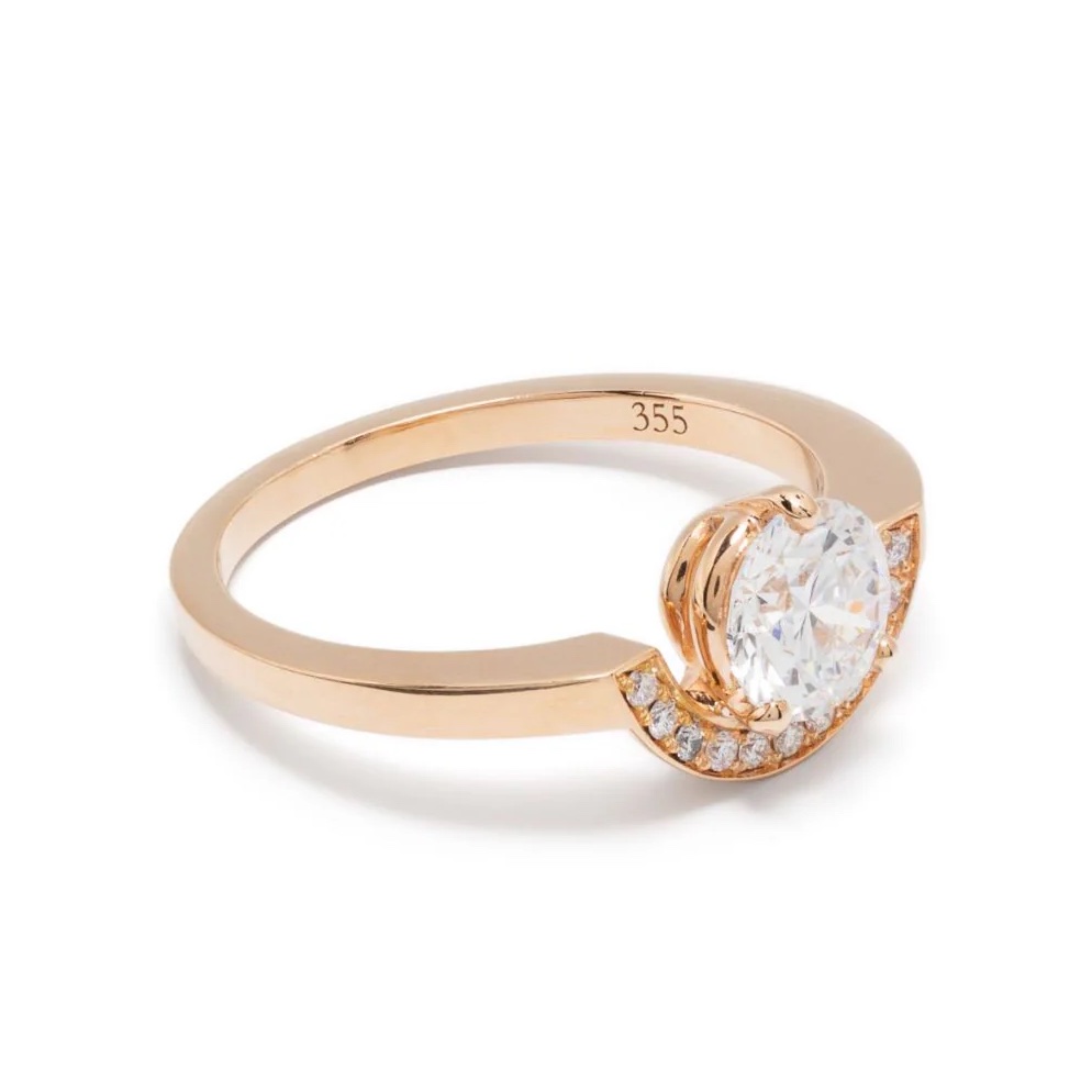 Ring Intrépide petit arc 1ct pavée - 18k rose gold lab grown diamond Loyale Paris 1
