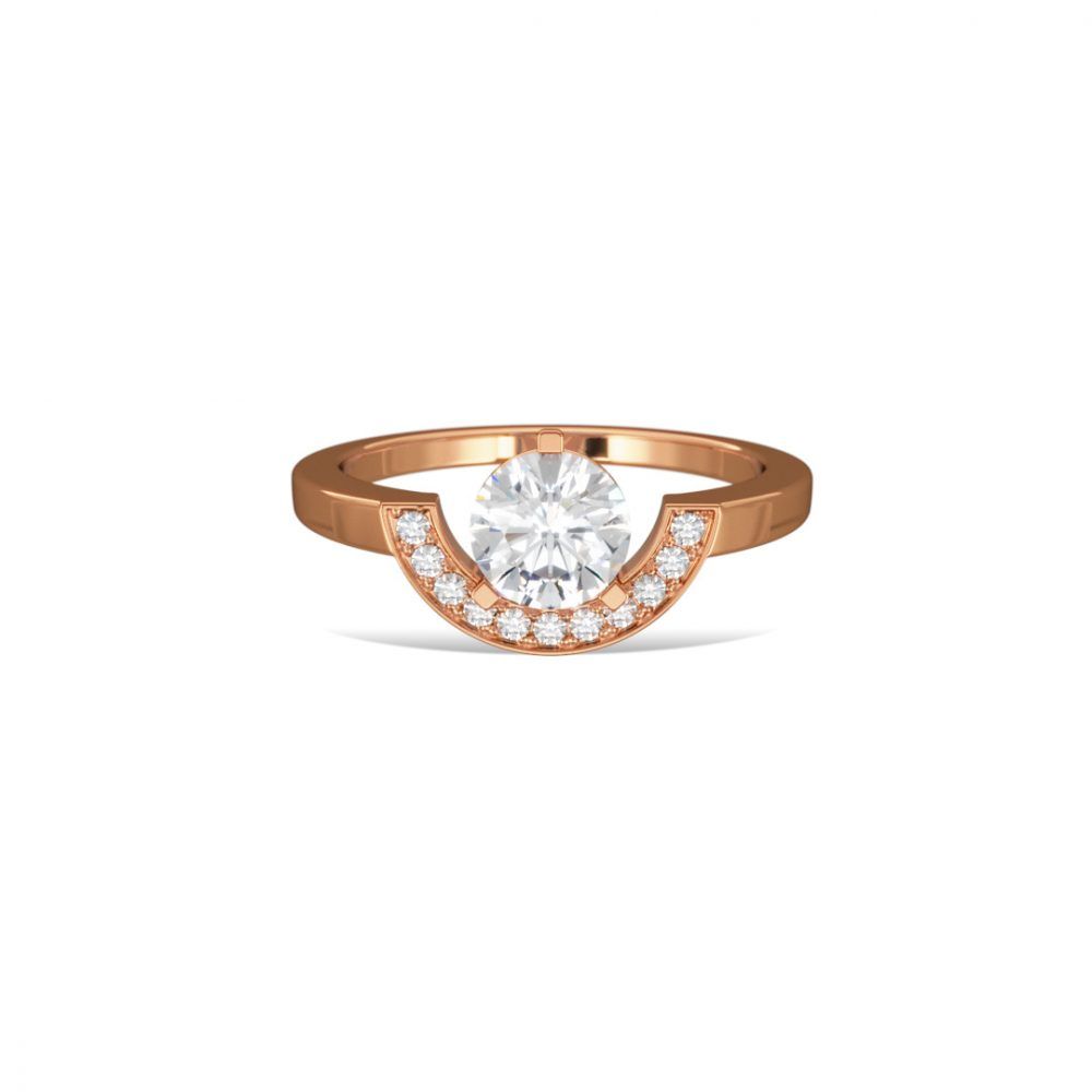 Ring Intrépide petit arc 1ct pavée - 18k rose gold lab grown diamond Loyale Paris 1