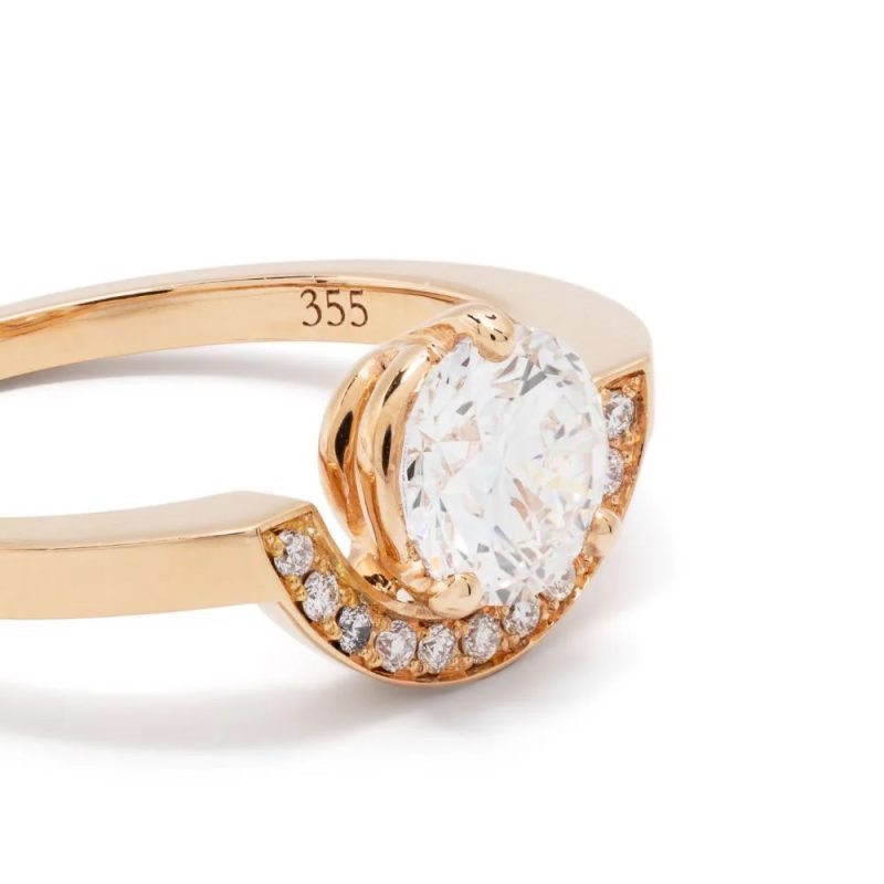 Ring Intrépide petit arc 1ct pavée - 18k rose gold lab grown diamond Loyale Paris 4