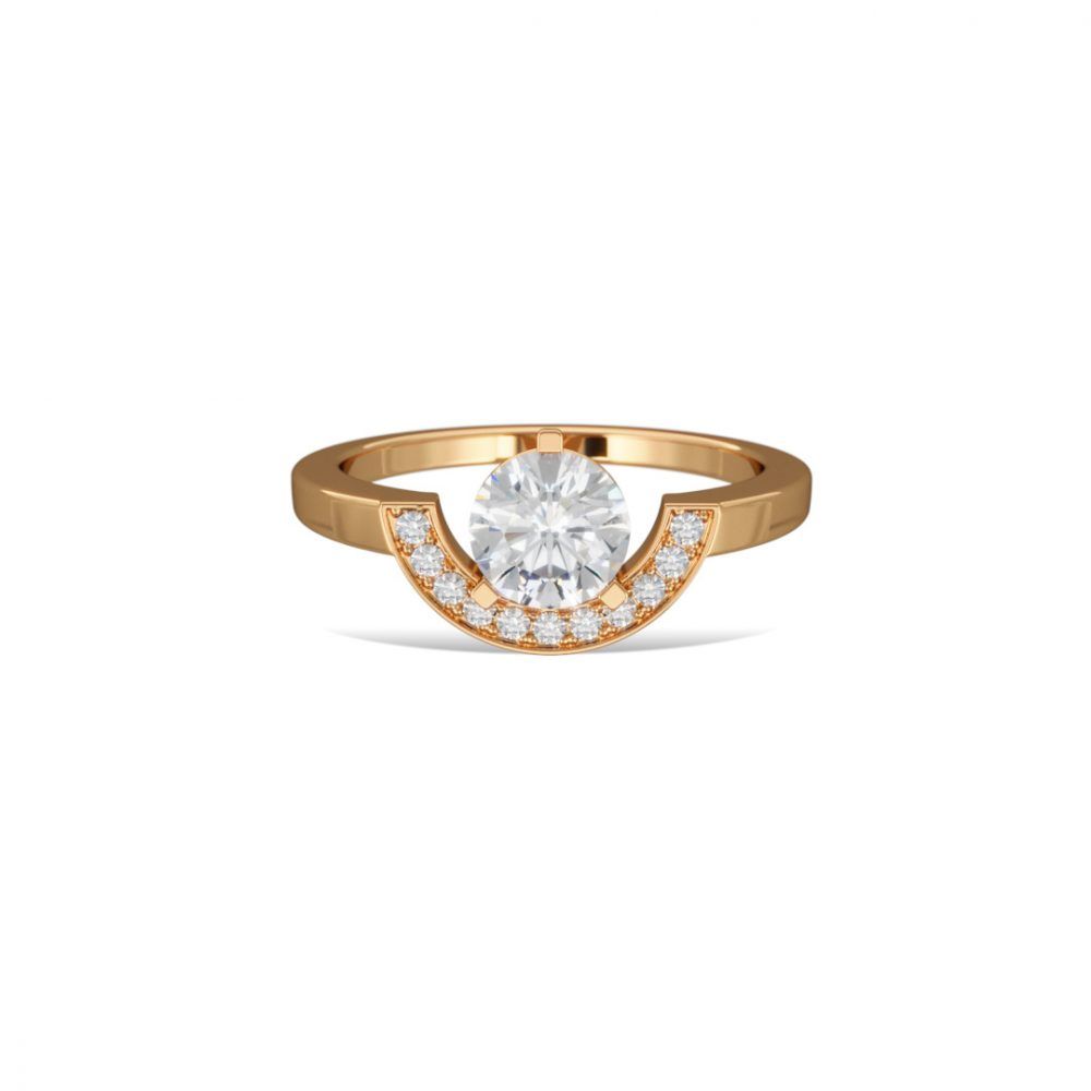 Ring Intrépide petit arc 1ct pavée - 18k yellow gold lab grown diamond Loyale Paris 2