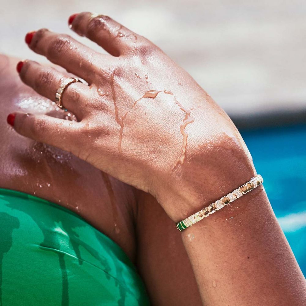 Bangle bracelet Ride Love semi-pave - 18k recycled yellow gold lab grown diamonds loyale paris fine jewelry