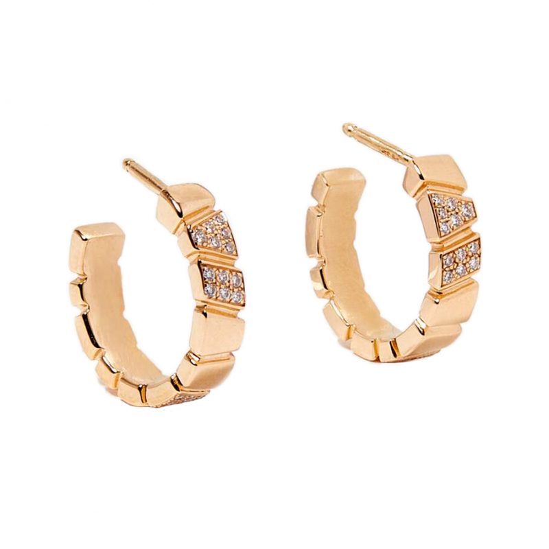 Earrings Ride Love semi-pavees Small - 18k recycled yellow gold lab grown diamonds loyale paris fine jewelry 1