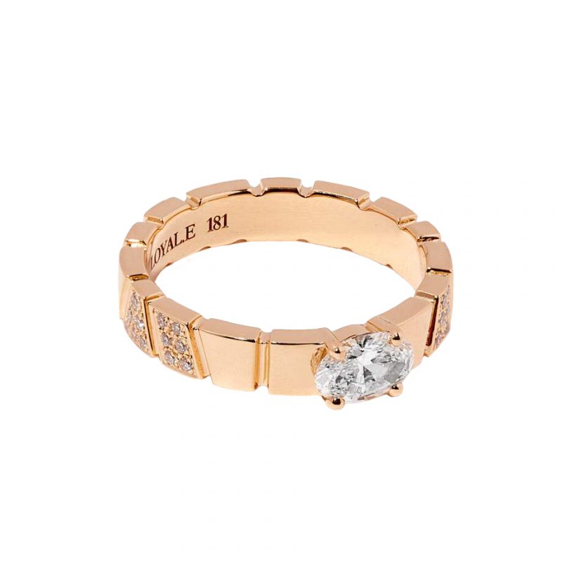 Ring Ride Love semi-pavée 05ct oval - 18k recycled yellow gold lab grown diamonds