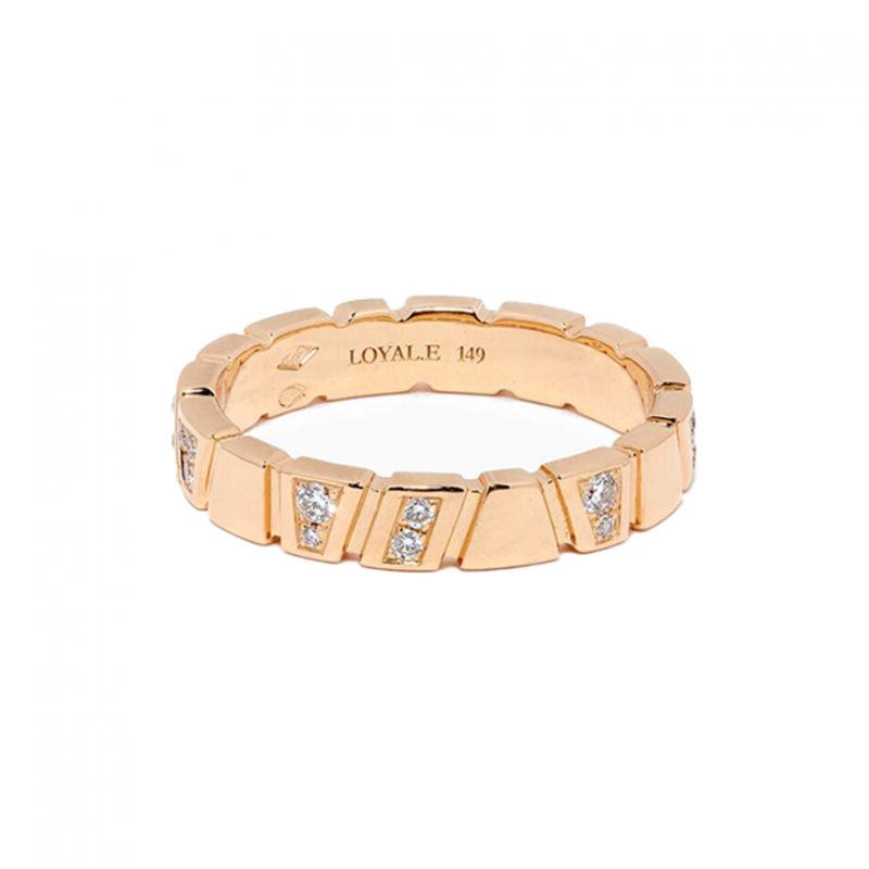 Ring Ride Love semi-pavée - 18k recycled yellow gold lab grown diamonds ethical fine jewelry loyale paris
