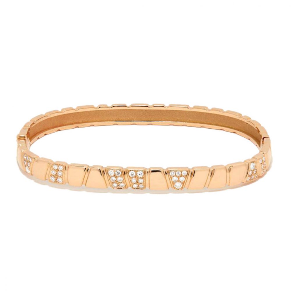 Bangle bracelet Ride Love semi-pave - 18k recycled yellow gold lab grown diamonds loyale paris fine jewelry