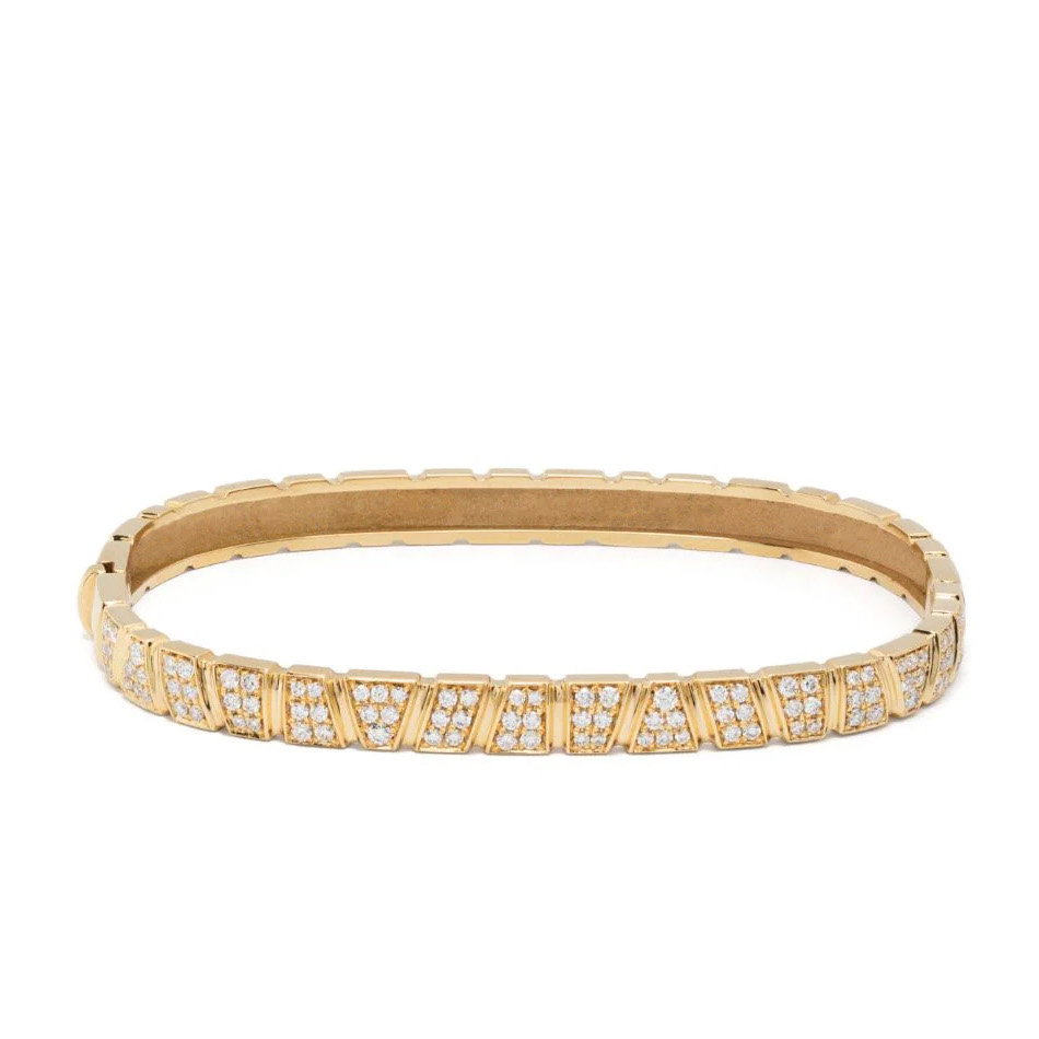 Bangle bracelet Ride & Love pavé - 18k recycled yellow gold lab grown diamonds loyale paris fine jewelry 1