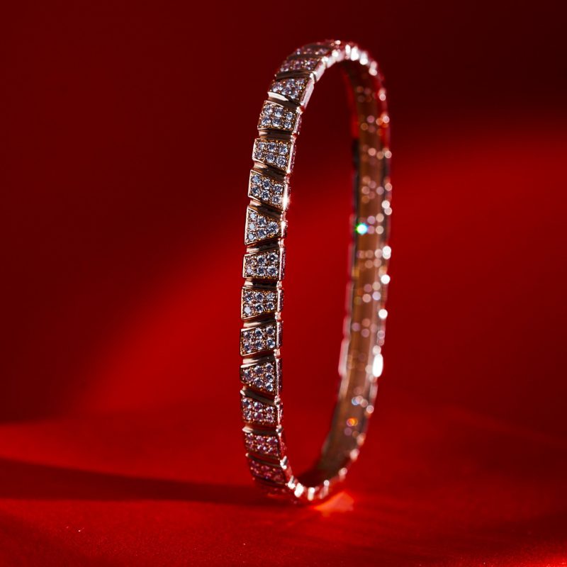 Bangle bracelet Ride & Love pavé - 18k recycled yellow gold lab grown diamonds loyale paris fine jewelry 2