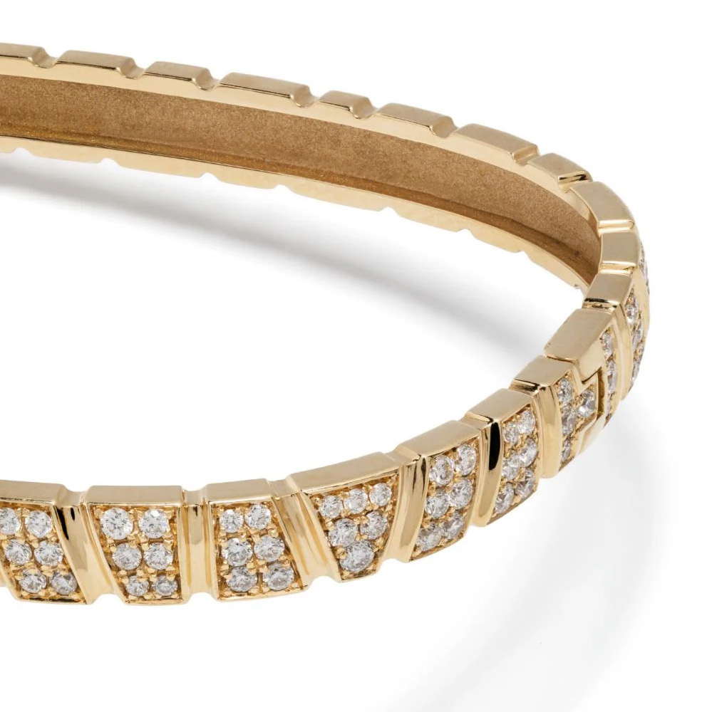 Bangle bracelet Ride & Love pavé - 18k recycled yellow gold lab grown diamonds loyale paris fine jewelry 4