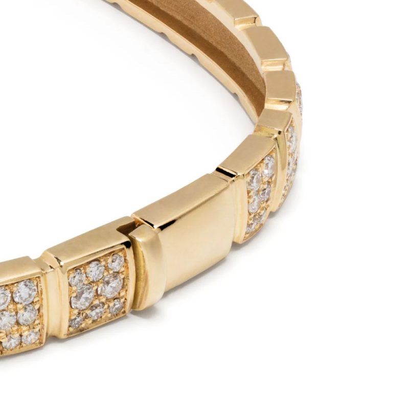 Bangle bracelet Ride & Love pavé - 18k recycled yellow gold lab grown diamonds loyale paris fine jewelry 5