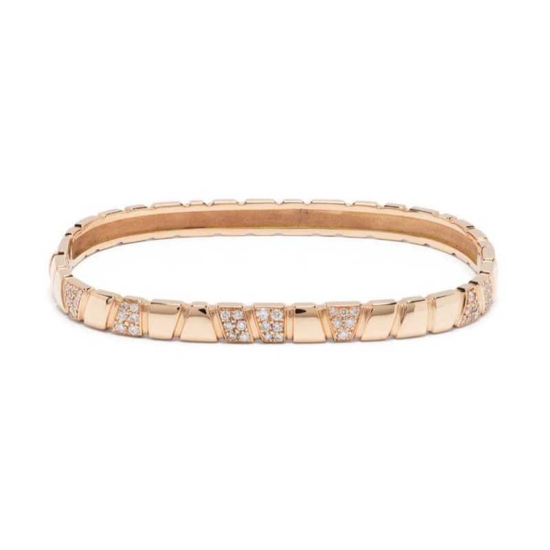 Bangle bracelet Ride & Love semi-pavé - 18k recycled rose gold lab grown diamonds loyale paris fine jewelry 1