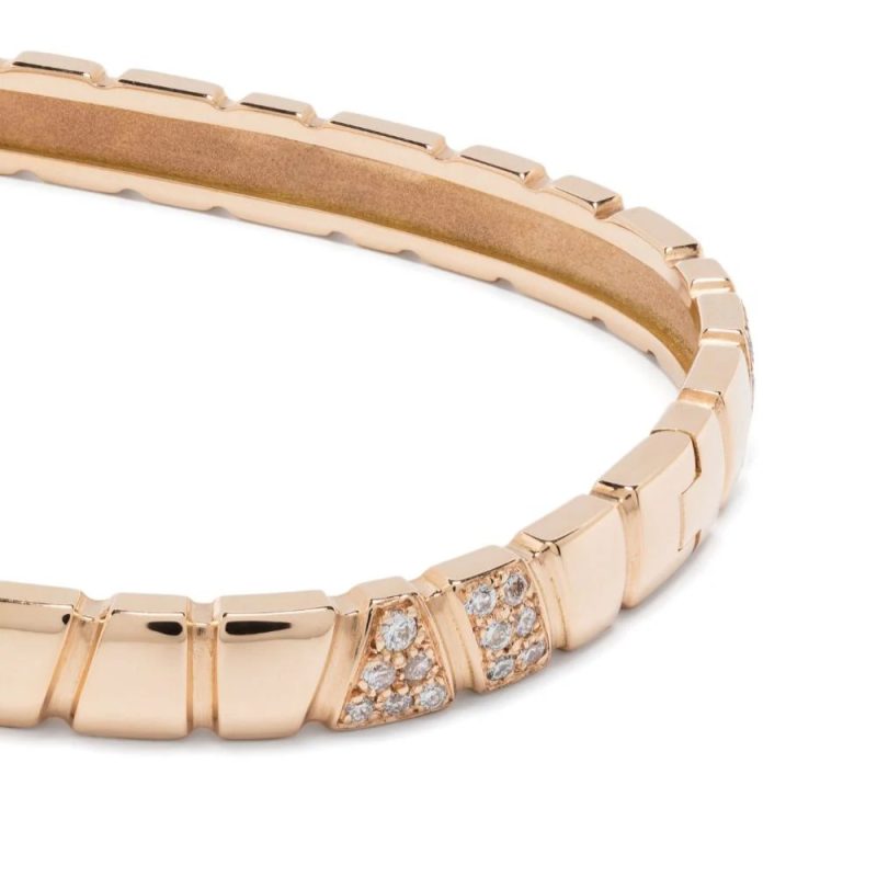 Bangle bracelet Ride & Love semi-pavé - 18k recycled rose gold lab grown diamonds loyale paris fine jewelry 4