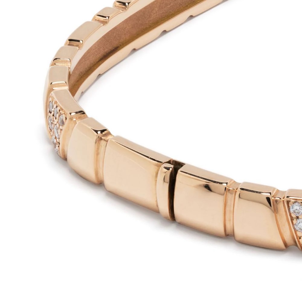 Bangle bracelet Ride & Love semi-pavé - 18k recycled rose gold lab grown diamonds loyale paris fine jewelry 5