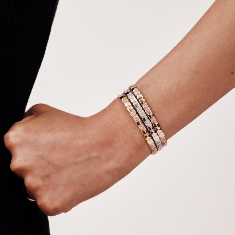 Bangle bracelet Ride & Love semi-pavé - 18k recycled rose gold lab grown diamonds loyale paris fine jewelry 6