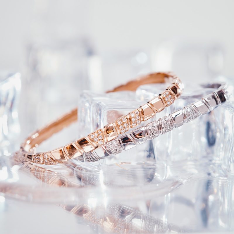 Bangle bracelet Ride & Love semi-pavé - 18k recycled rose gold lab grown diamonds loyale paris fine jewelry 8