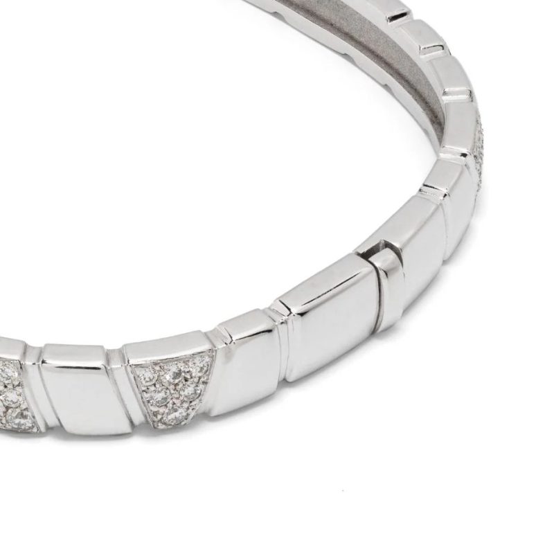 Bangle bracelet Ride & Love semi-pavé - 18k recycled white gold lab grown diamonds loyale paris fine jewelry 5