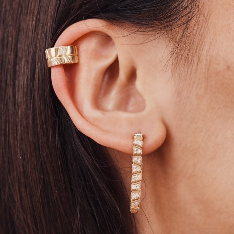 Earrings Ride & Love pavées Medium - 18k recycled yellow gold lab grown diamonds loyale paris fine jewelry 3
