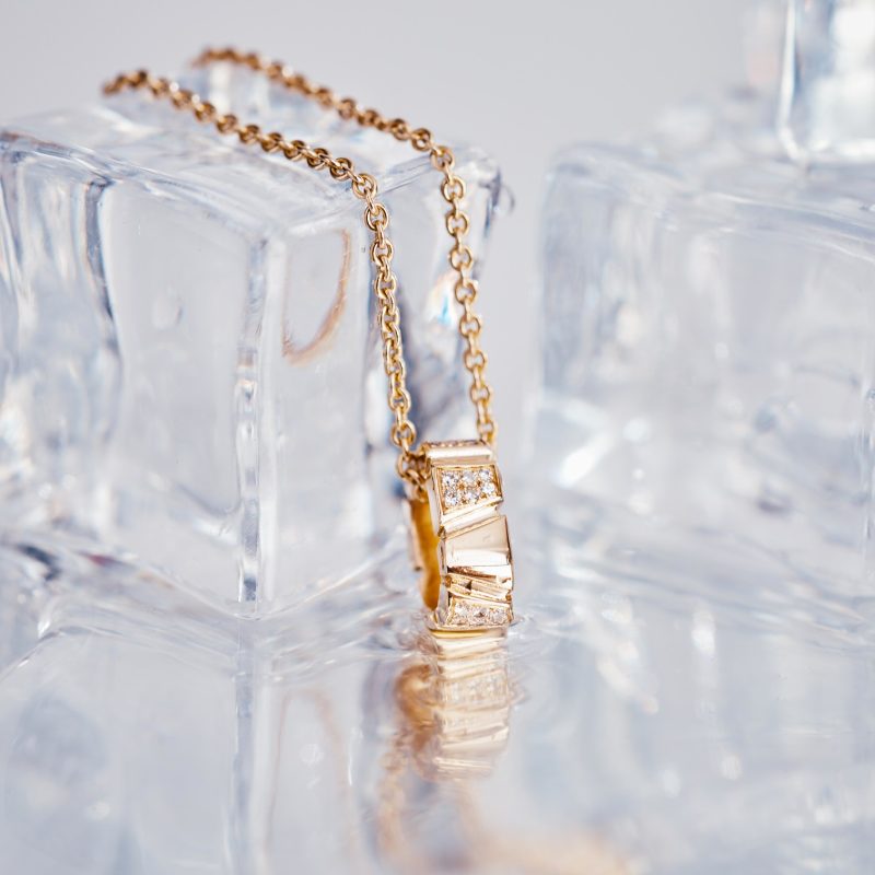 Necklace Ride & Love semi-pavé Medium - 18k recycled yellow gold lab grown diamonds loyale paris fine jewelry 5