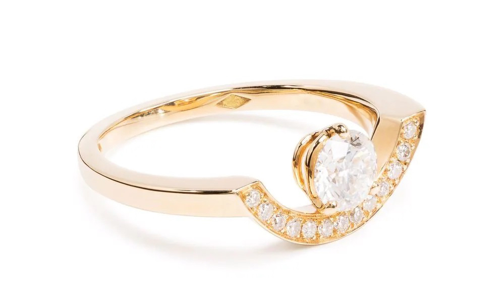 Ring Intrépide grand arc 05ct pavée - 18k yellow gold lab grown diamond Loyale Paris 1