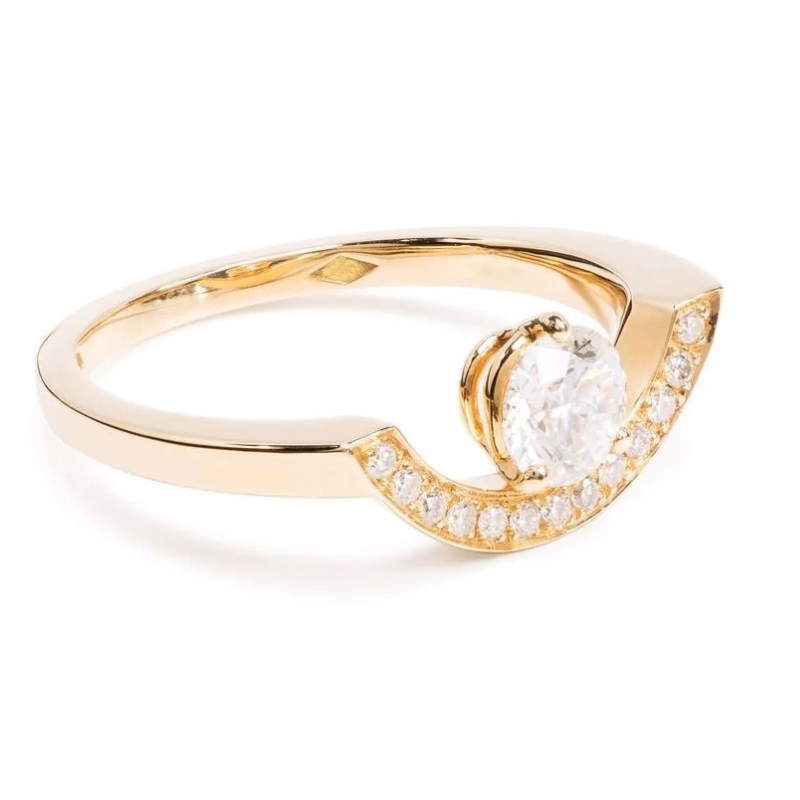 Sustainable jewelry engagement ring in recycled gold and lab-grown diamond Intrépide