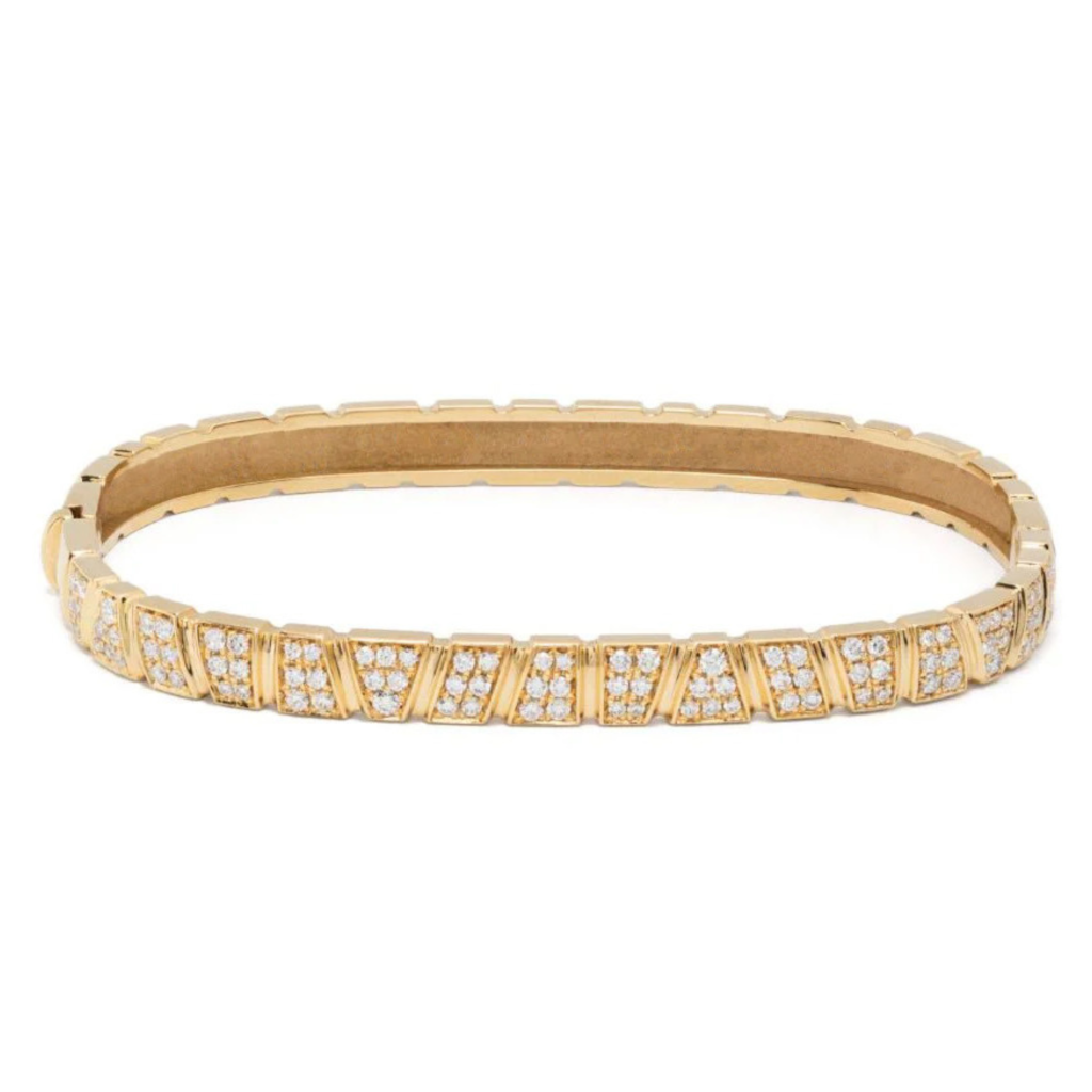 Bangle bracelet Ride & Love pavé - 18k recycled yellow gold lab grown diamonds loyale paris fine jewelry 1