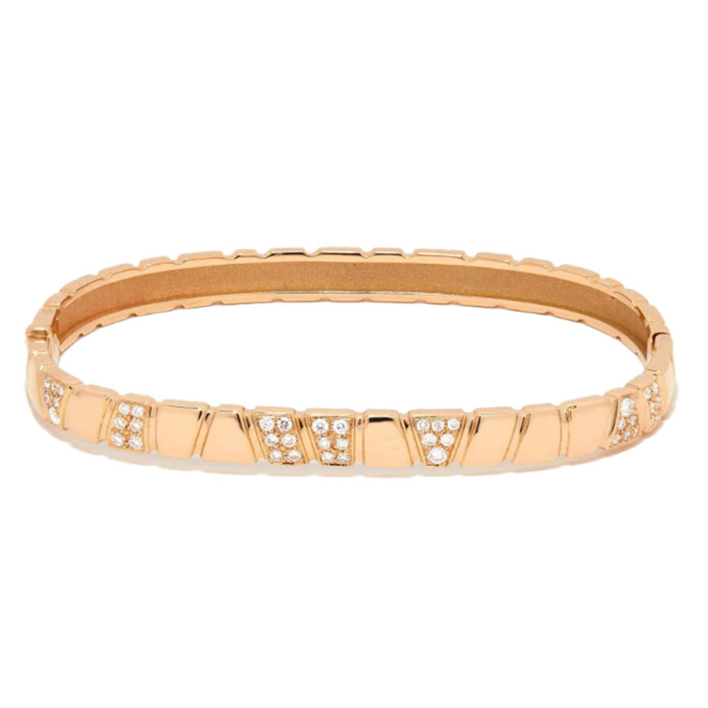 Bangle bracelet Ride Love semi-pave - 18k recycled yellow gold lab grown diamonds loyale paris fine jewelry 1