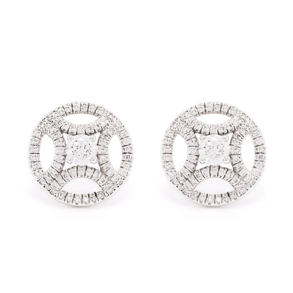 Earrings Perpétuelle 025ct x2 pavées - 18k white gold lab grown diamond Loyale Paris 1
