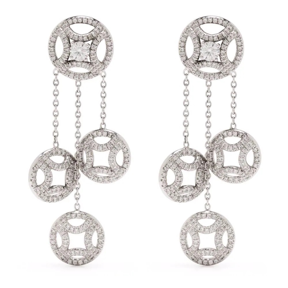 Pendant Earrings Perpétuelle 025ct x2 pavées - 18k white gold lab grown diamond Loyale Paris 1
