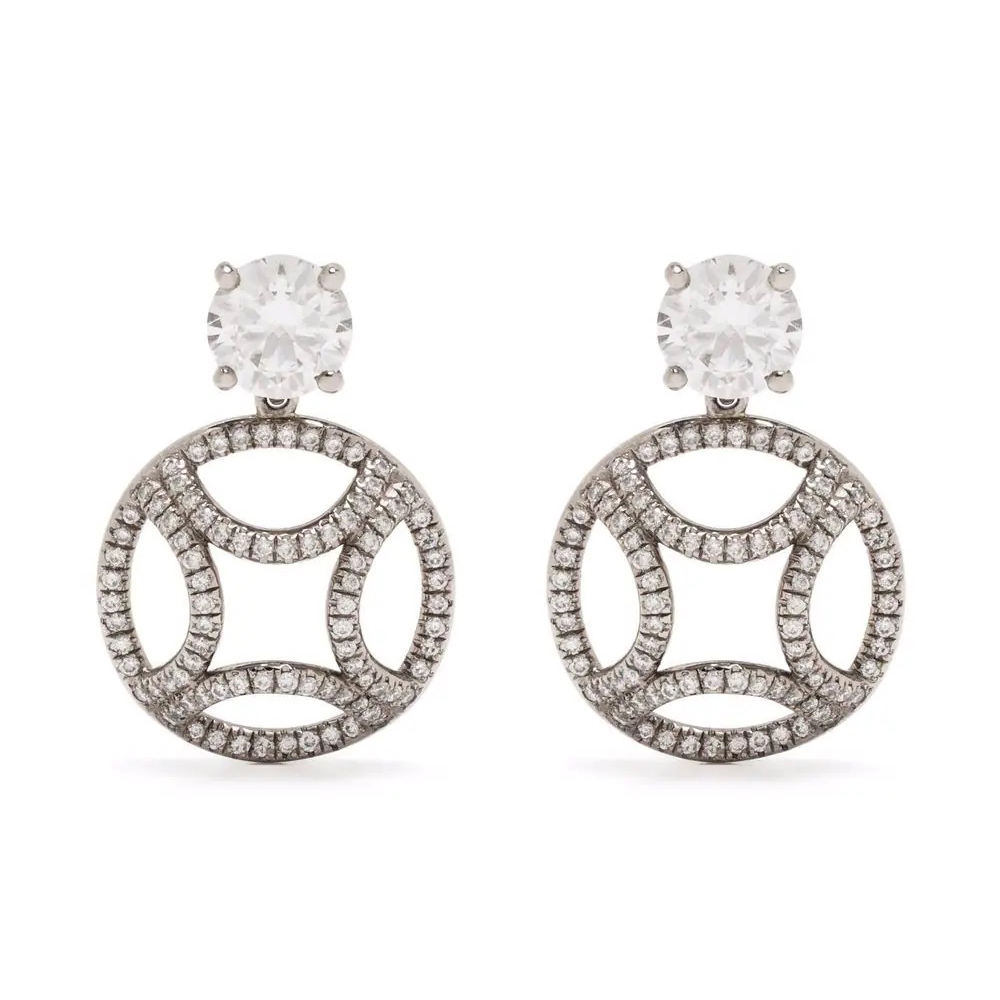 Pendant Earrings Perpétuelle 1ct x2 pavées - 18k white gold lab grown diamond Loyale Paris 1
